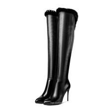 2019 Women's Autumn Winter Pointed Toe Stiletto Heels A341c Genuine leather Knee High Winter Boot